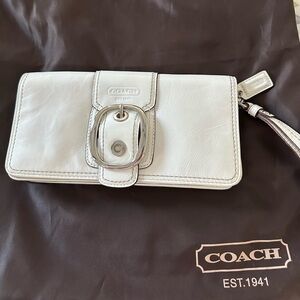 Coach White Leather Clutch with Buckle